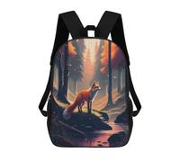 sinyumoney Fox Forest Animal Backpacks Kids Student Schoolbag 3D Printed Backpacks Elementary And Middle School Students Backpacks for Boys Girls 17inch