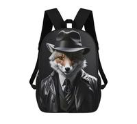sinyumoney Fox Funny Black And White Backpacks 3D Printed 17inch Kids School Backpack Outdoor Casual Daypack Casual Travel Bags for Middle School Students