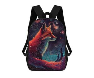 sinyumoney Fox Galaxy Nature Backpacks Kids 17inch School Backpack School Bag 3D Printed School Bag for Boys Elementary And Middle School Students
