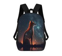 sinyumoney Fox Gazing at Stars Kids Backpacks Children Bag,Anime Bag,Large Capacity Kids Backpack, 3D Printed Children's,Student Schoolbag,Kids Boys Girls School Bag 17inch