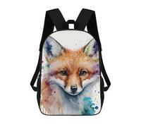 sinyumoney Fox Head Watercolor Art Backpacks Kids School Backpack School Bag 3D Printed School Bag for Boys Elementary And Middle School Students 17inch