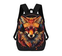 sinyumoney Fox Headphones Music Art Print -1 School Backpack Fashion Stationery Backpack Waterproof Casual Daypacks for Camping Outdoor Adventures And Daily Travel 17inch