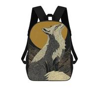 sinyumoney Fox Howling at The Moon Illustration Children's Backpacks School Backpack 3D Printed for Kids Travel Rucksacks Book Bags Kids 17inch School Bag