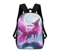 sinyumoney Fox Howling Moon Kids School Backpack 17 Inch School Bag 3D Printed School Bag for Boys Elementary And Middle School Students