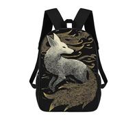 sinyumoney Fox Illustration with Golden Tail Backpack School Fashion Stationery Backpack Waterproof Casual Daypacks for Boys/Girls/Teenagers 17inch