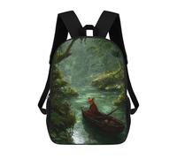 sinyumoney Fox in A Boat on River School Backpack Water Resistant School Bag Business Backpack for Girls Boys Teenage 17inch