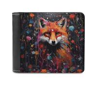 sinyumoney Fox in A Floral Fantasy 3D Print Men's Wallet Multiple Slots Banknote Compartments Soft Convenient Purse Youth Guys 11.7cm*9.5cm