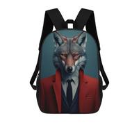 sinyumoney Fox in A Red Suit Backpacks Kids School Backpack School Bag 3D Printed School Bag for Boys Elementary And Middle School Students 17inch