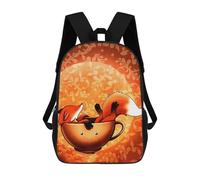 sinyumoney Fox in A Teacup Illustration Daypack Casual Backpacks School Bag For Girls Boys High College Teenagers Rucksack Men Women Travel Laptop Rucksack College Bookbag 17inch