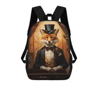 sinyumoney Fox in A Tuxedo Backpack Kids School Backpack School Bag 3D Printed Fashion School Bag for Boys Elementary And Middle School Student 17inch