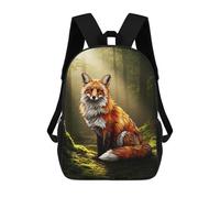sinyumoney Fox in Forest, Digital Art Children's Backpack, 17 Inch 3D Printed School Backpack, Backpack Cartoon Adjustable School Bag for Primary School
