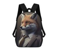 sinyumoney Fox in Formal Attire -2 Backpacks 3D Printed Kids School Backpack Outdoor Casual Daypack Fashion Casual Children Backpacks Cute Travel Bags 17inch