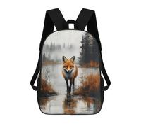 sinyumoney Fox in Misty Lake Painting Backpack School Bag Rucksack Casual Daypacks School Work Travel Bag for Men, Women & Teenage Boys 17inch