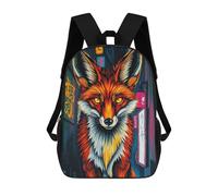 sinyumoney Fox in Neon Japanese Cityscape Rucksacks 3D Printed Children Backpacks Fashion Casual Daypack Cute Travel Bags Outdoor Casual Daypack for Boy And Girl 17inch