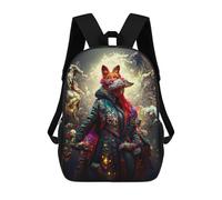 sinyumoney Fox in Ornate Coat with Spirits 3D Printed Children's School Backpack for Kids High Capacity Travel Rucksacks Book Bags Kids School Bag Back Pack 17inch