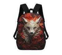 sinyumoney Fox in Red Flowers 3D Printed Kids Backpacks Boys Fashion School Bag Travel Backpacks School Bags for Boys Elementary School Students 17inch