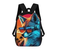 sinyumoney Fox in Sunglasses with Headphones -1 Backpack School Bag Lightweight Casual Daypack School Backpacks for Girl, Teen Girls 17inch