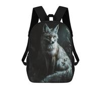 sinyumoney Fox in The Dark Forest Kids Backpack,School Backpack Kids School Bag 3D Printed Cartoon Large Capacity Backpack for Kids Boys And Girls 17inch