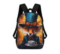 sinyumoney Fox in Top Hat with Tea Cup Backpack 3D Print Kids Bag Elementary Students Daypack Lightweight School Bag for Children Girls Boys Nursery Lunch Pack 17inch