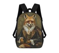 sinyumoney Fox in Victorian Attire 3D Printed Children's School Backpack for Kids High Capacity Travel Rucksacks Book Bags Kids School Bag Back Pack 17inch