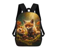 sinyumoney Fox Kits in Autumn Forest 3D Printed Children's 17 Inch Backpacks 3D Printed Casual School Bag for Boys Elementary And Middle