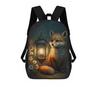 sinyumoney Fox Lantern Garden Art Print 3D Printed Children's School Backpack for Kids High Capacity Travel Rucksacks Book Bags Kids School Bag Back Pack 17inch
