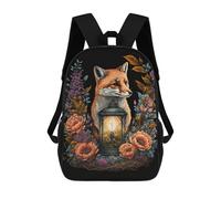 sinyumoney Fox Lantern with Flowers-2 School Backpack 3D Printed Children's 17inch Backpacks Bag Bookbag for Kids Boy Girl Book Bags Kids School Bag Travel Rucksacks
