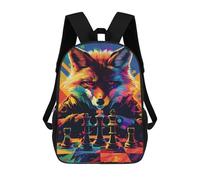 sinyumoney Fox Master Chess Game Art Children's Backpacks School Backpack 3D Printed for Kids Travel Rucksacks Book Bags Kids 17inch School Bag