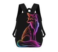 sinyumoney Fox Neon Animal Rucksack Fashion Stationery Backpack Waterproof Casual Daypacks for Men, Women & Teenage Boys 17inch