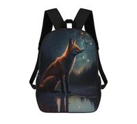 sinyumoney Fox Night Animal Backpack for School 3D Printed Boys Girls School BagChildren Bookbag Travel Rucksack 17inch