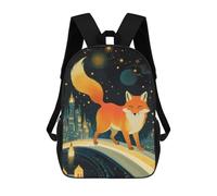 sinyumoney Fox on A Starry Night Children's Backpacks School Backpack 3D Printed for Kids Travel Rucksacks Book Bags Kids 17inch School Bag
