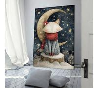 sinyumoney Fox on The Moon Watercolor Illustration Canvas Painting Print Large Canvas Wall Art for Living Room Contemporary Modern Home Decor Office Posters 20x30inch(50x75cm)