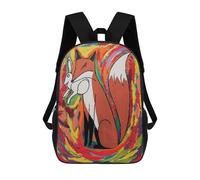 sinyumoney Fox Painting Abstract Red 3D Printed School Backpack Casual Children's Backpacks 3D Printed School Bag for Boys Elementary And Middle 17inch