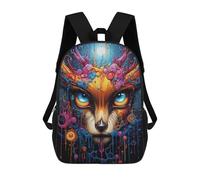 sinyumoney Fox Portrait Backpack Kids School Bag Boys Cartoon 3D Print Students Schoolbag Laptop Daypack for Boys Girls 17inch