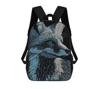 sinyumoney Fox Portrait in Blue And White School Backpack for Girls 17inch Casual Daypack Lightweight Rucksack Boy Girl Backpack for Middle School Students