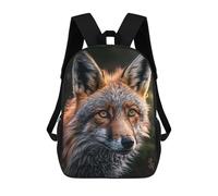 sinyumoney Fox Portrait Wild Beauty 3D Printed Children's School Backpack for Kids Travel Rucksacks Book Bags Kids School Bag 17inch
