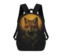 sinyumoney Fox Portrait with Golden Halo Children's Backpacks School 3D Printed Bag Bookbag for Kids Travel Rucksacks Boy Girl Book Bags Kids School Bag 17inch