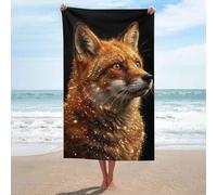 sinyumoney Fox Portrait with Golden Sparkles Basics Towel Set Sand Free Quick Dry Absorbent Compact Beach Towel for Spa Gym Hotel 130cm*80cm