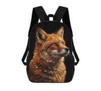 sinyumoney Fox Portrait with Golden Sparkles School Bags Water Resistant Travel Backpack Computer Bag for Teenage Girls Boys Women Men 17inch