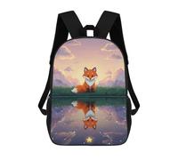 sinyumoney Fox Reflection on Starry Water Rucksacks 3D Printed Children Backpacks Fashion Casual Daypack Cute Travel Bags Outdoor Casual Daypack for Boy And Girl 17inch