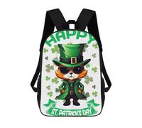 sinyumoney Fox Saint Patricks Day Children's School Backpack 3D Printed for Kids Travel Rucksacks Book Bags for Boys Elementary School Students 17inch