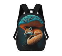 sinyumoney Fox Sleeping Mushroom School Backpack Large School Backpack for Boys for Campus Outdoor Travel Sports 17inch