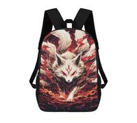 sinyumoney Fox Spirit with Red Flames Backpacks 3D Printed 17inch Kids School Backpack Outdoor Casual Daypack Casual Travel Bags for Middle School Students