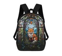 sinyumoney Fox Stained Glass Backpack School Bag Backpack For Girls Boys Backpacks Large Capacity Kids Backpack Lightweight School Bags For Kids Students 17inch