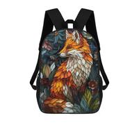 sinyumoney Fox Stained Glass Leaf BG Backpacks Kids School Backpack School Bag 3D Printed Fashion School Bags for Boys Elementary And Middle School Students 17inch