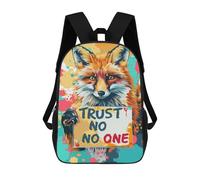 sinyumoney Fox Trust No One Kids School Backpack 3D Printed Backpacks Fashion School Bag Rucksacks for Boys Elementary And Middle School Students 17inch