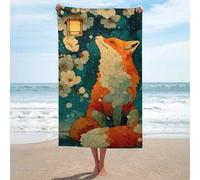 sinyumoney Fox Under Lantern with Cherry Blossoms Towels Bathroom Lightweight Soft Absorbent Beach Towel Perfect The Home 130cm*80cm