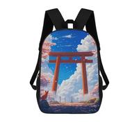 sinyumoney Fox Under Torii Gate 3D Printed Children's School Backpack for Kids High Capacity Travel Rucksacks 17 Inch Book Bags Kids