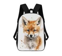 sinyumoney Fox Watercolor Art Backpack Kids School Backpack School Bag 3D Printed Fashion School Bag for Boys Elementary And Middle School Student 17inch