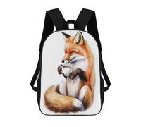 sinyumoney Fox with Coffee Children's Backpack, Schoolbag Large Capacity Students Bookbag Rucksack Knapsack for Boys Girls Adults Teen 17inch